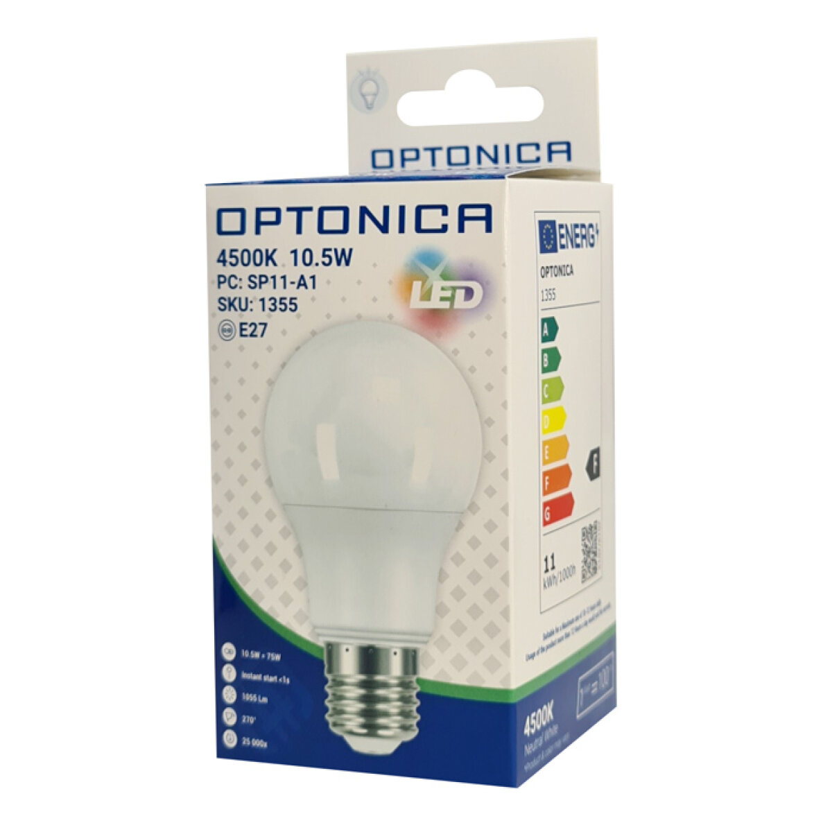 OPTONICA LED λάμπα A60 1355, 10.5W, 4500K, E27, 1055lm - Image 3