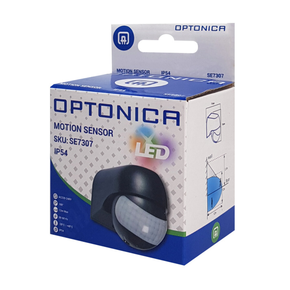 OPT-7307-1 OPTONICA αισθητήρας κίνησης 7307, 180°, 12m, IP54, μαύρος - Image 2