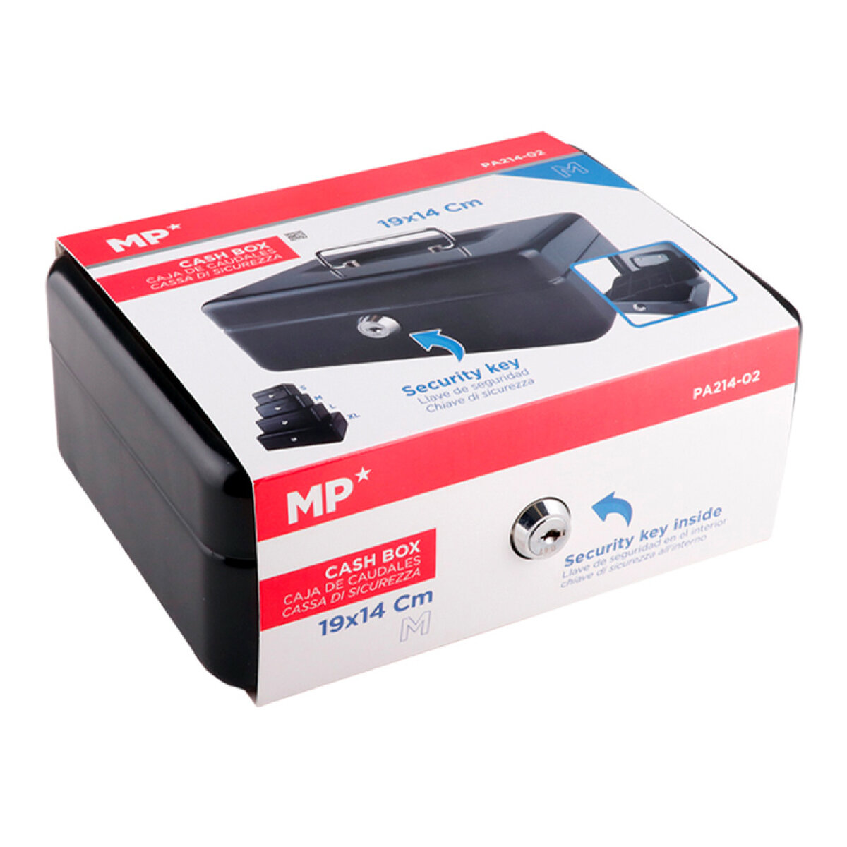 MP κουτί ταμείου με κλειδί PA214-02 με θήκη & λαβή, μεταλλικό, 19x14cm - Image 3