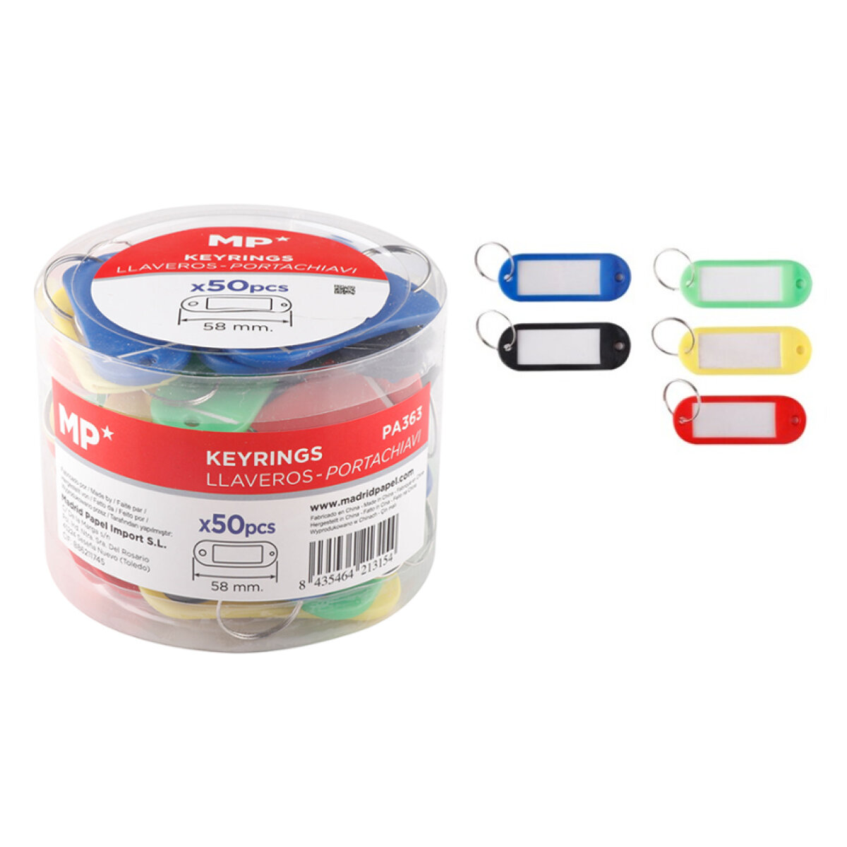 MP μπρελόκ κλειδιών με ετικέτα PA363, 20x58mm, διάφορα χρώματα, 50τμχ - Image 1