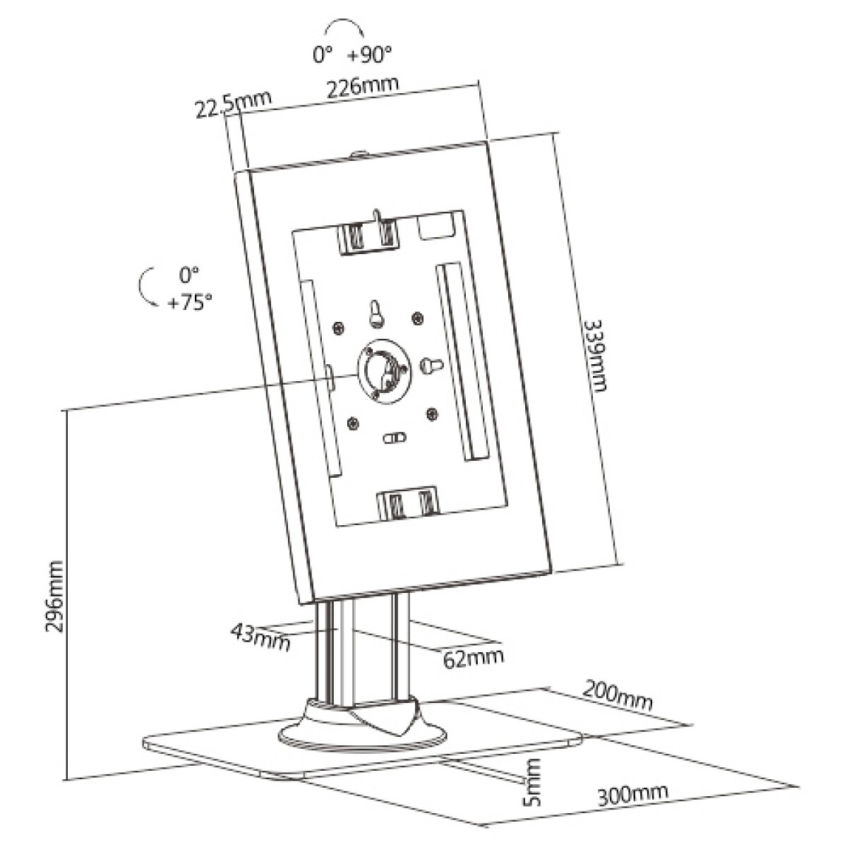 BRATECK επιτραπέζια βάση tablet PAD34-03, αντικλεπτική, 9.7-11", λευκή - Image 7