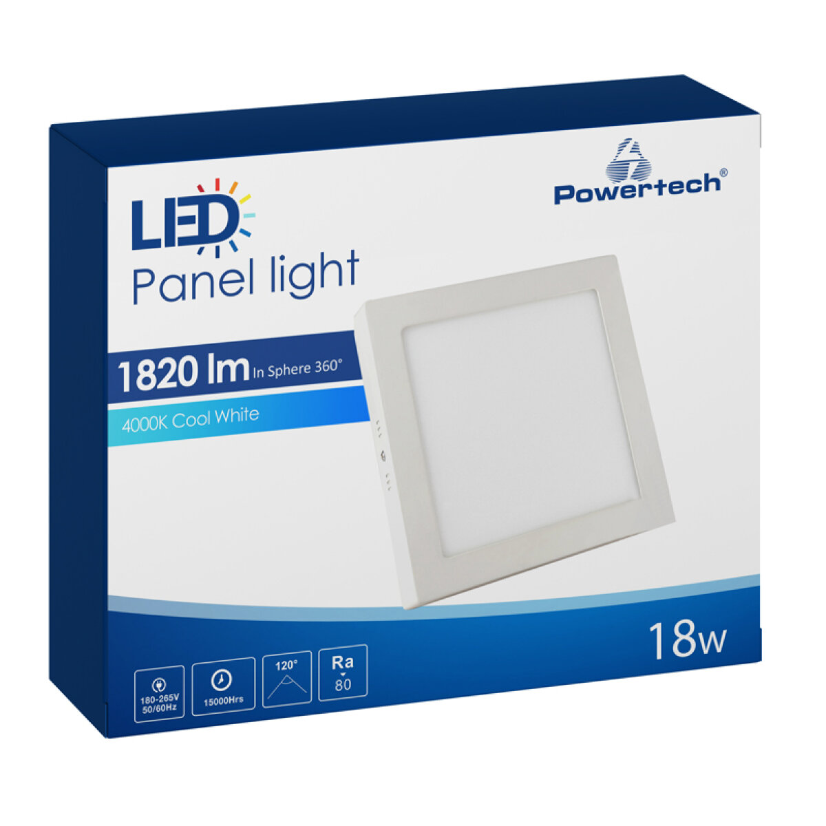 POWERTECH LED panel PAN-0004, 18W, 22.5 x 2.8cm, 4000K, 1820lm, λευκό - Image 3