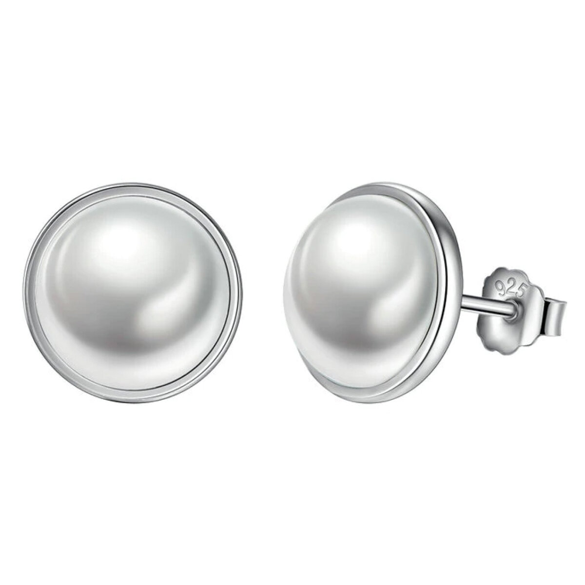 PAS489 BAMOER σκουλαρίκια καρφωτά PAS489 με λευκή πέρλα, ασήμι 925, ασημί - Image 1