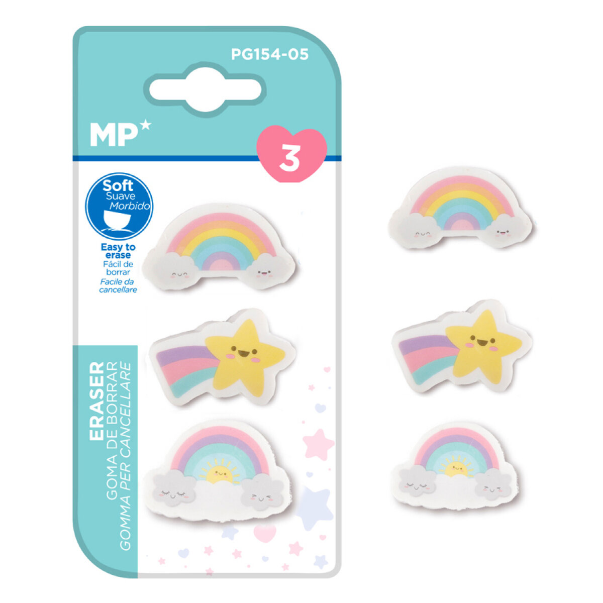 MP γόμα για μολύβι ουράνιο τόξο PG154-05, 3τμχ - Image 1