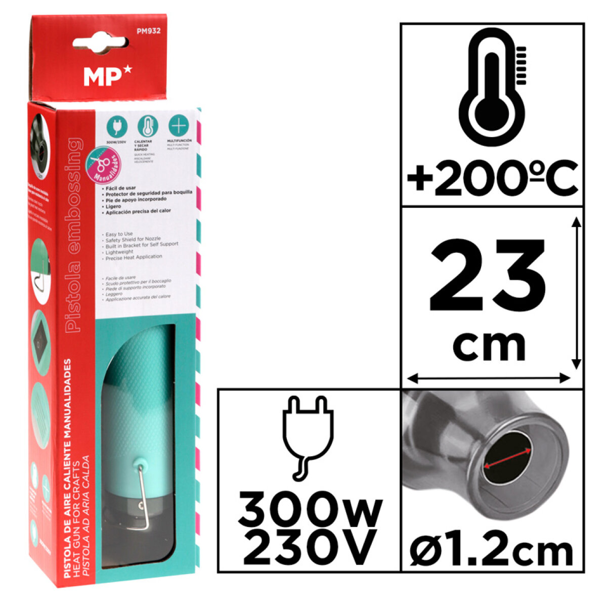 PM932-1 MP πιστόλι θερμού αέρα PM932, 300W, μπλε - Image 2