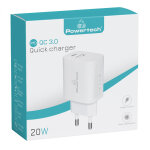 POWERTECH φορτιστής τοίχου PT-1040, USB & USB-C, PD QC3.0, 20W, λευκός - Image 3