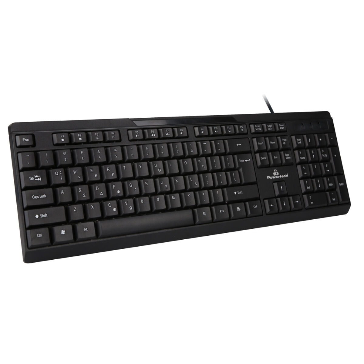 PT-1069-1 POWERTECH πληκτρολόγιο PT-1069, ενσύρματο, multimedia, EN/GR, μαύρο - Image 2