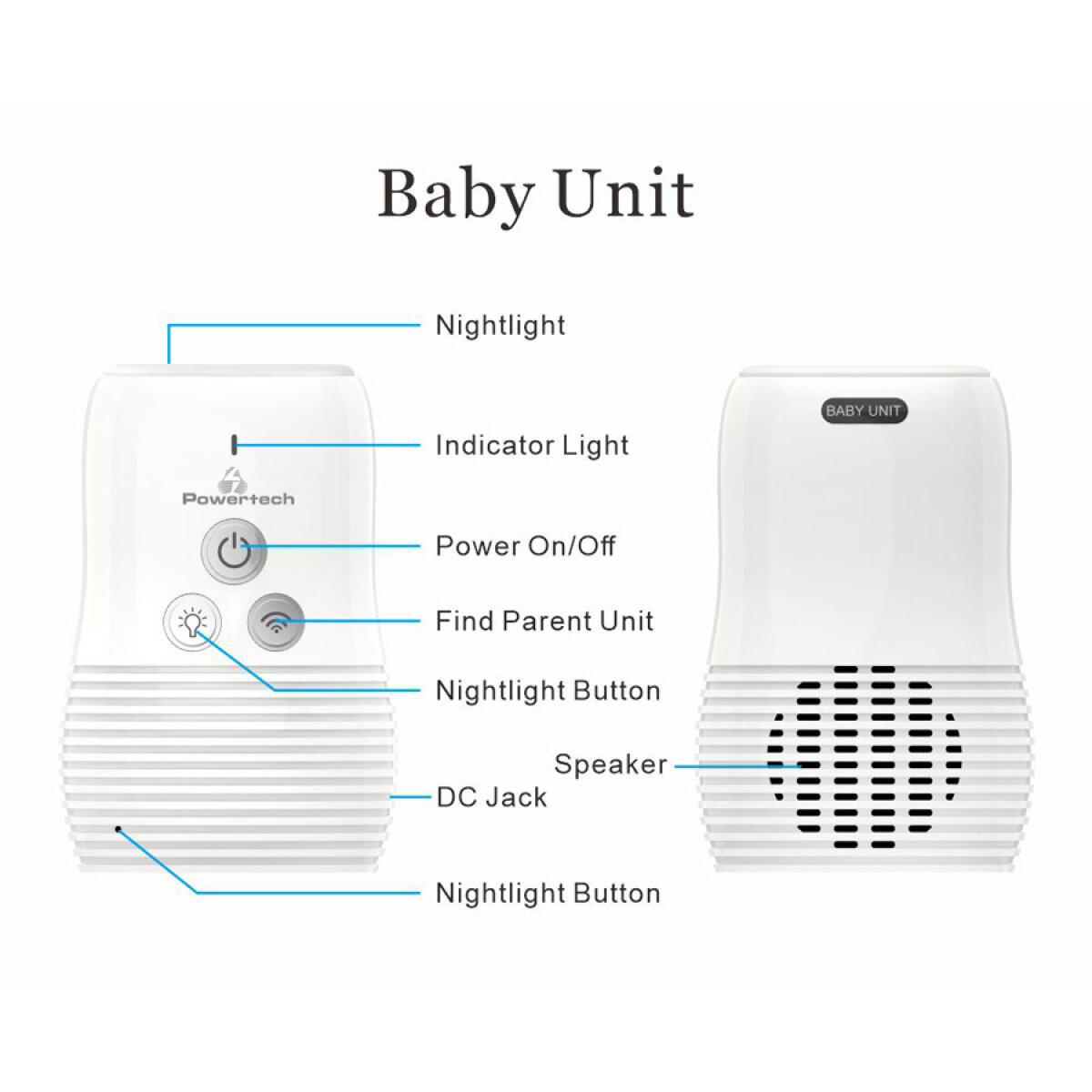 PT-1185-6 POWERTECH ασύρματη ενδοεπικοινωνία μωρού PT-1185 με φως νυκτός - Image 7