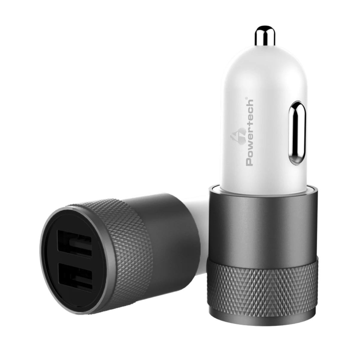 POWERTECH φορτιστής αυτοκινήτου PT-798, 2x USB, 2.1A, γκρι - Image 1