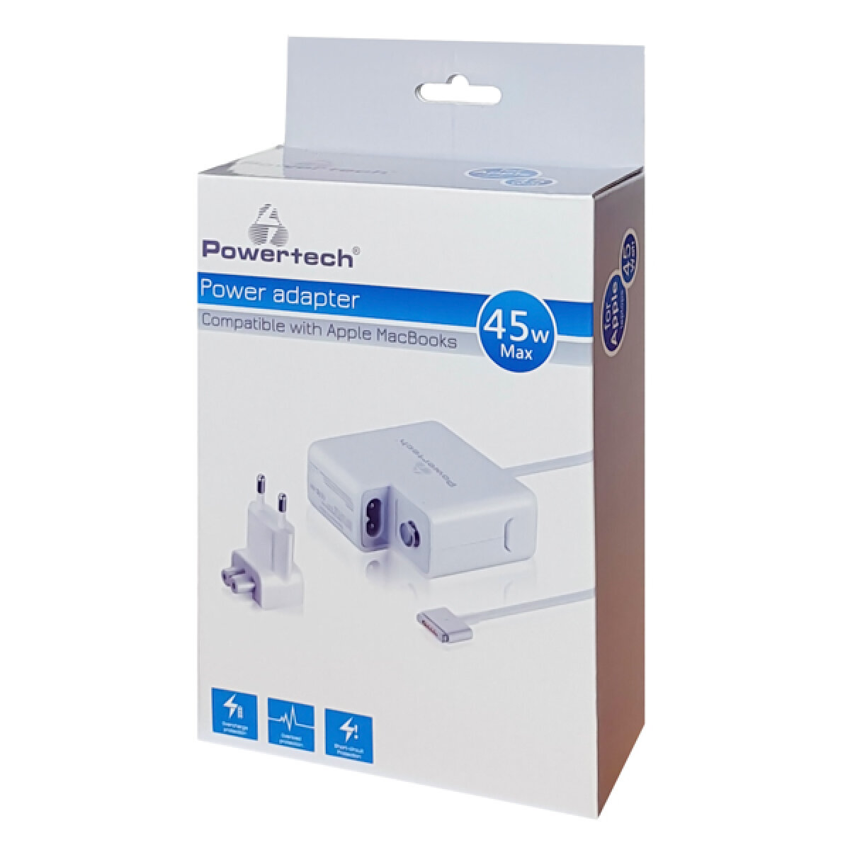 POWERTECH τροφοδοτικό laptop PT-836 για Apple Macbooks, 45W, λευκό - Image 2