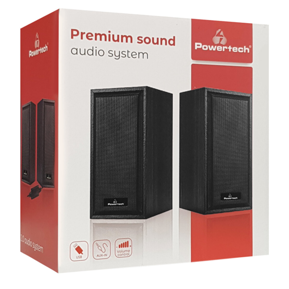 PT-845-2 POWERTECH ηχεία Premium sound PT-845 από ξύλο, 2x 3W, 3.5mm, μαύρα - Image 4