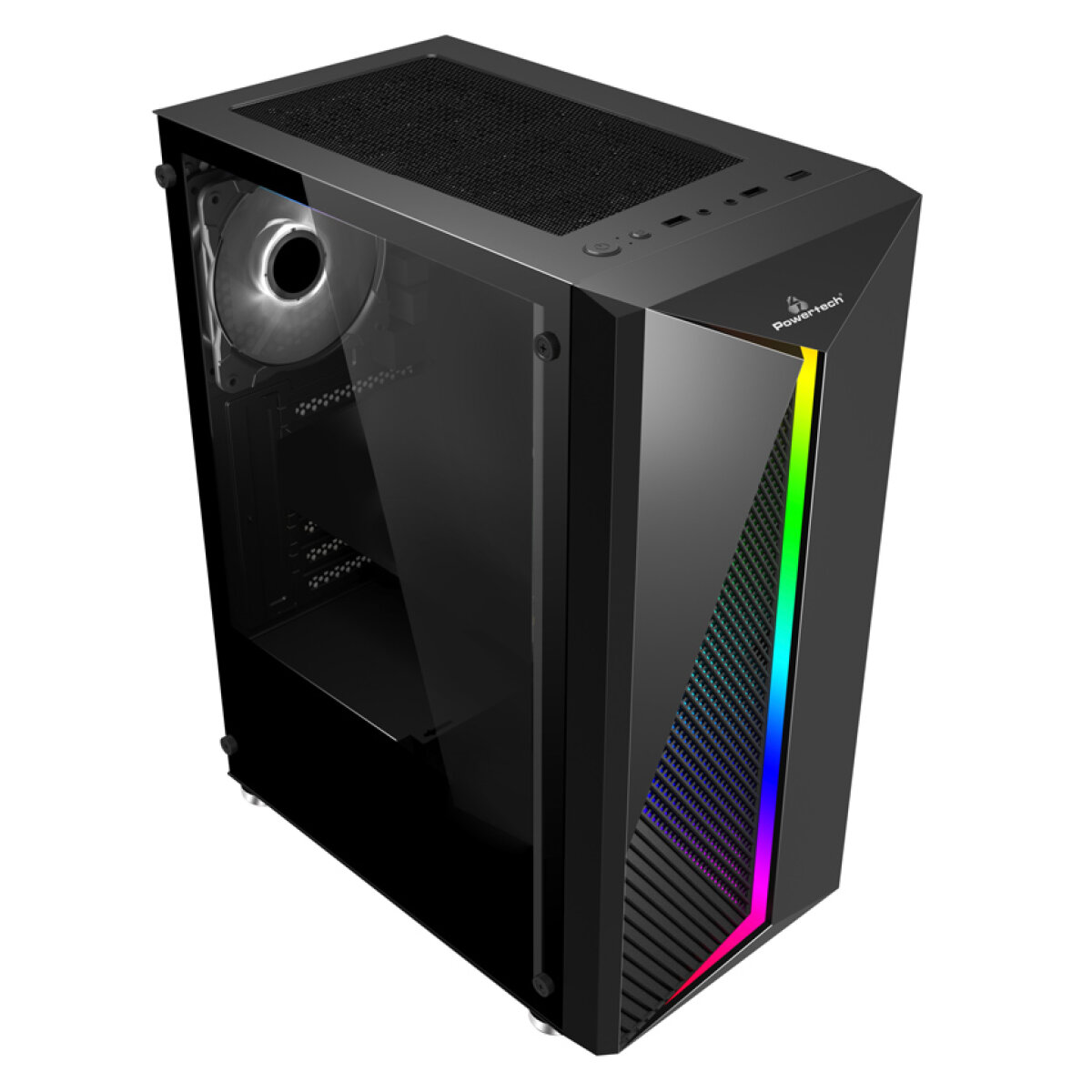 PT-848 POWERTECH Gaming case PT-848, tempered glass, 80mm fan, PSU 500W PT-864 - Image 1