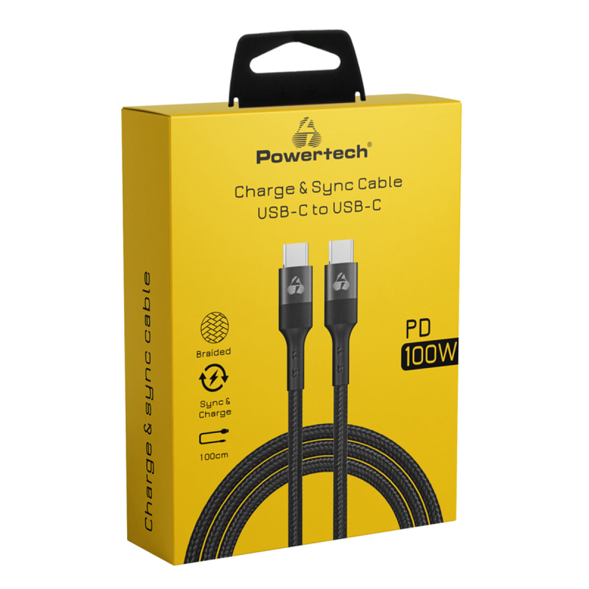 PTR-0132-1 POWERTECH καλώδιο USB-C PTR-0132, PD 100W, copper, 1m, μαύρο - Image 2