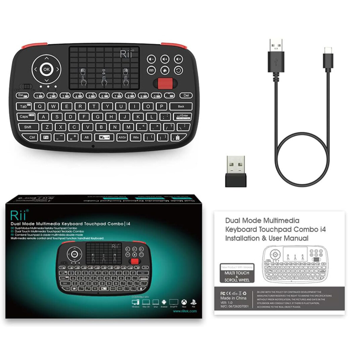 RIITEK ασύρματο mini πληκτρολόγιο i4, backlit, Bluetooth & 2.4GHz, μαύρο - Image 8