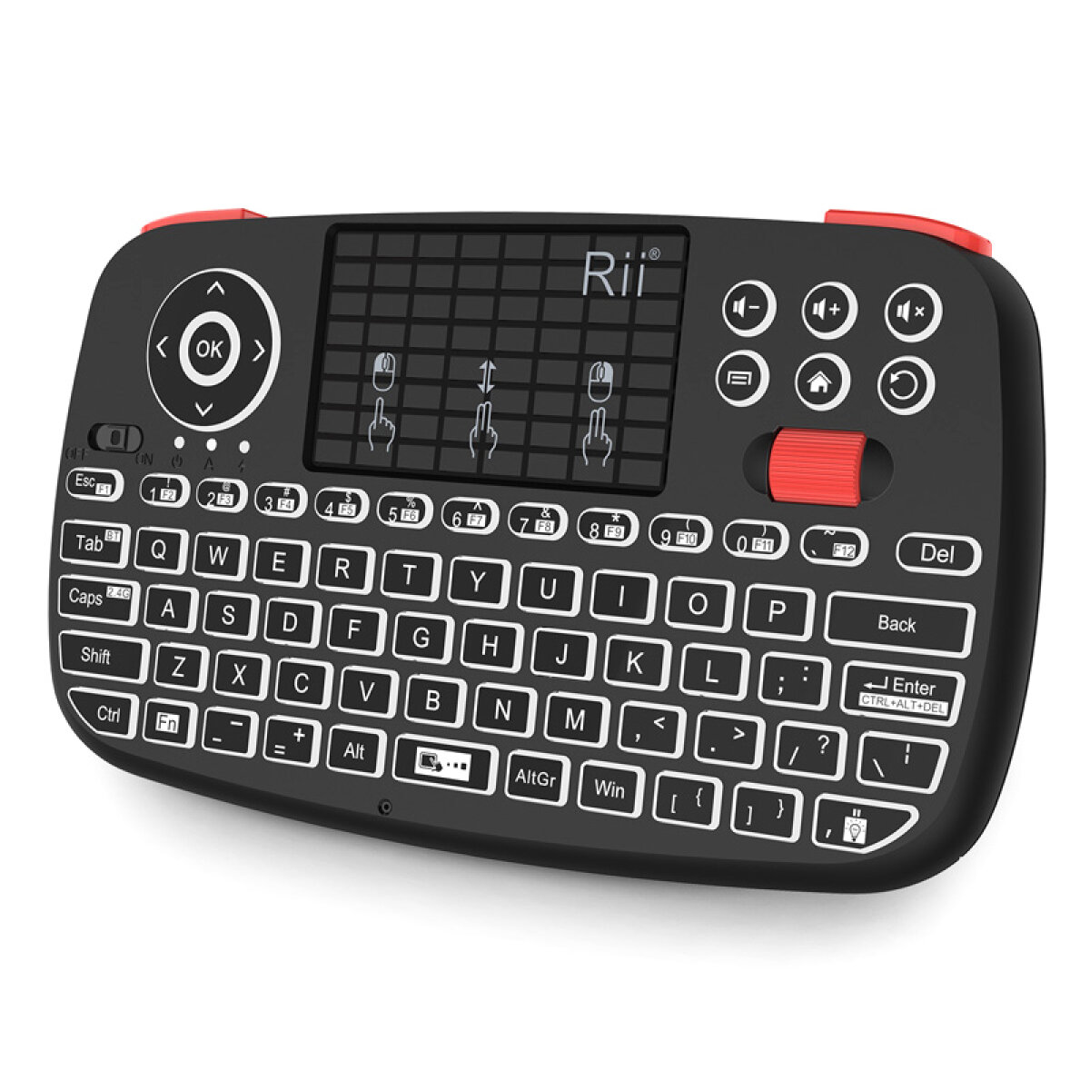 RIITEK ασύρματο mini πληκτρολόγιο i4, backlit, Bluetooth & 2.4GHz, μαύρο - Image 1