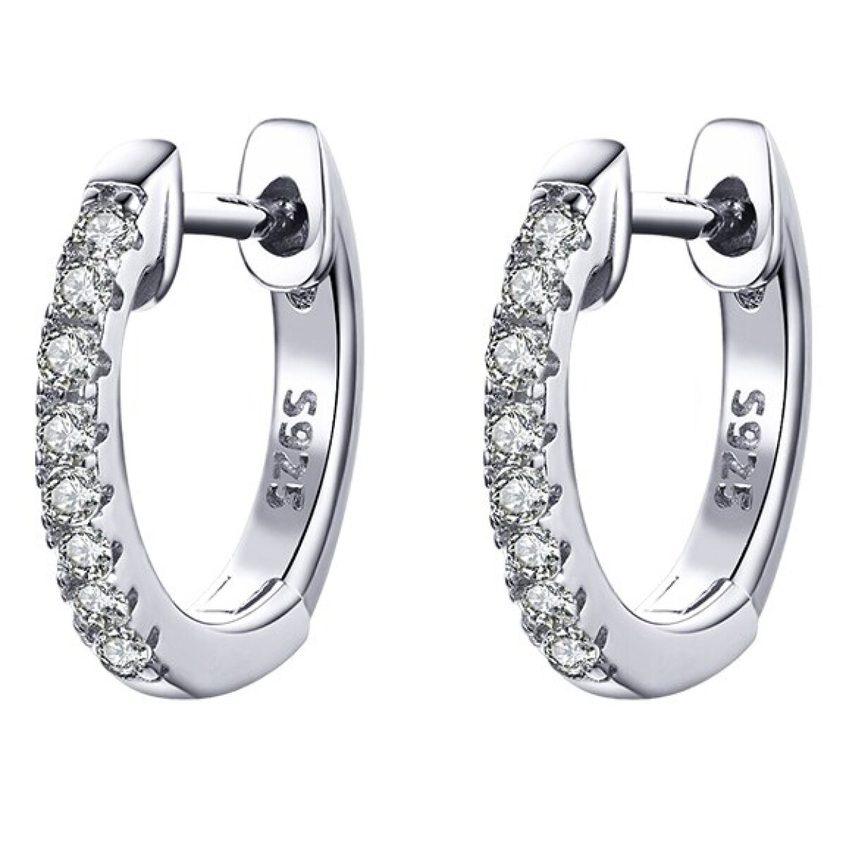 SCE498-A BAMOER σκουλαρίκια κρίκος SCE498-A με κυβική ζιρκόνια, ασήμι 925, ασημί - Image 1