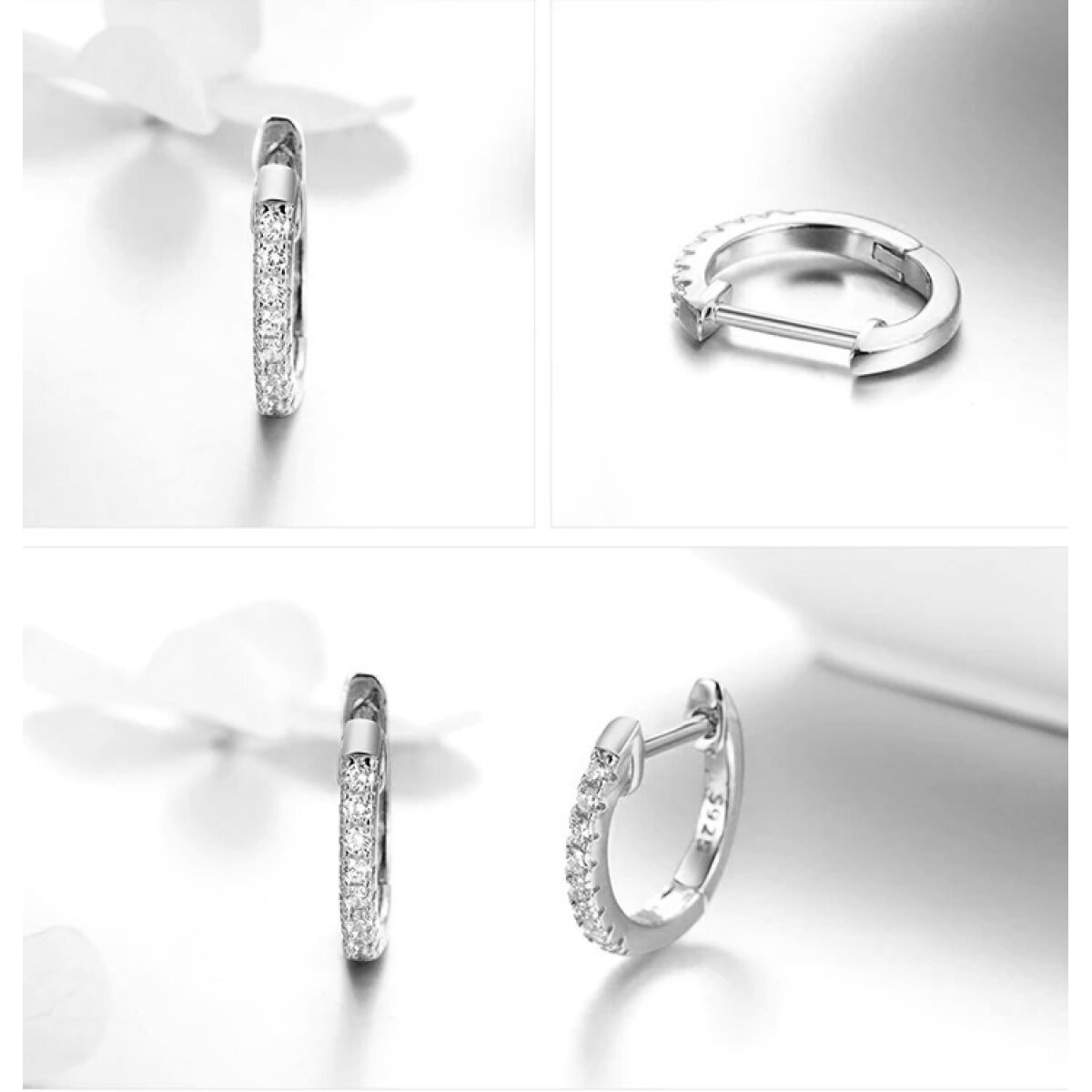 SCE498-A-2 BAMOER σκουλαρίκια κρίκος SCE498-A με κυβική ζιρκόνια, ασήμι 925, ασημί - Image 3