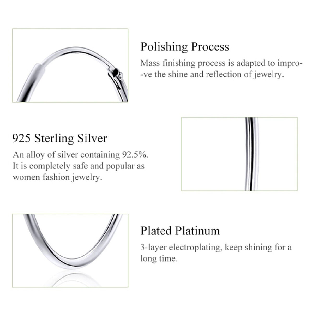 BAMOER σκουλαρίκια κρίκοι SCE710, 30mm, ασήμι 925, ασημί - Image 3