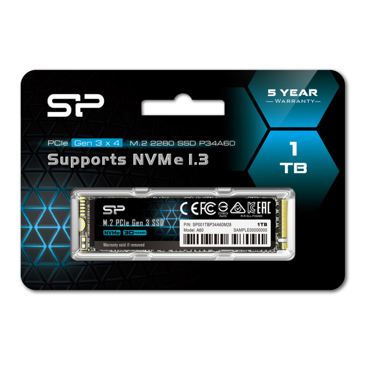 SP001TBP34A60M28-3 SILICON POWER SSD PCIe Gen3x4 P34A60 M.2 2280, 1TB, 2.200-1.600MB/s - Image 4