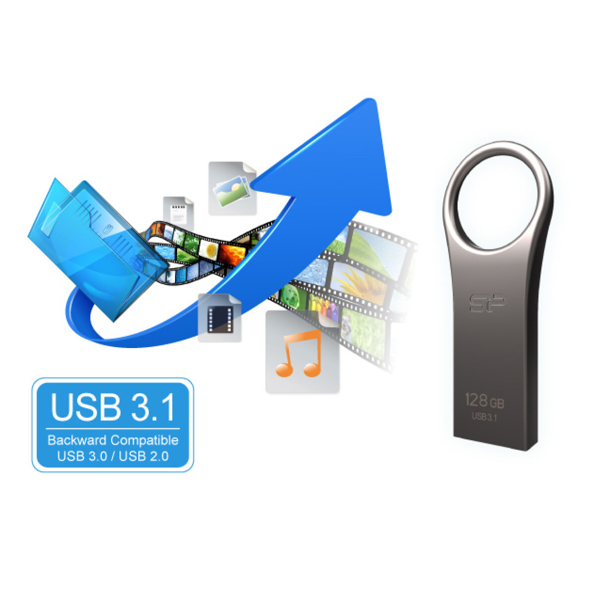 SP016GBUF3J80V1T-2 SILICON POWER USB Flash Drive Jewel 80, 16GB, USB 3.2, ασημί - Image 4