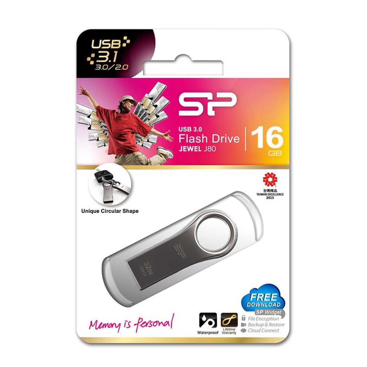 SP016GBUF3J80V1T-3 SILICON POWER USB Flash Drive Jewel 80, 16GB, USB 3.2, ασημί - Image 2