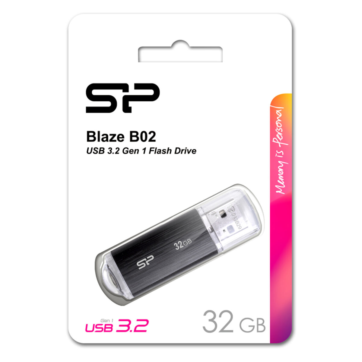 SILICON POWER USB Flash Drive Blaze B02, 32GB, USB 3.2, μαύρο - Image 3