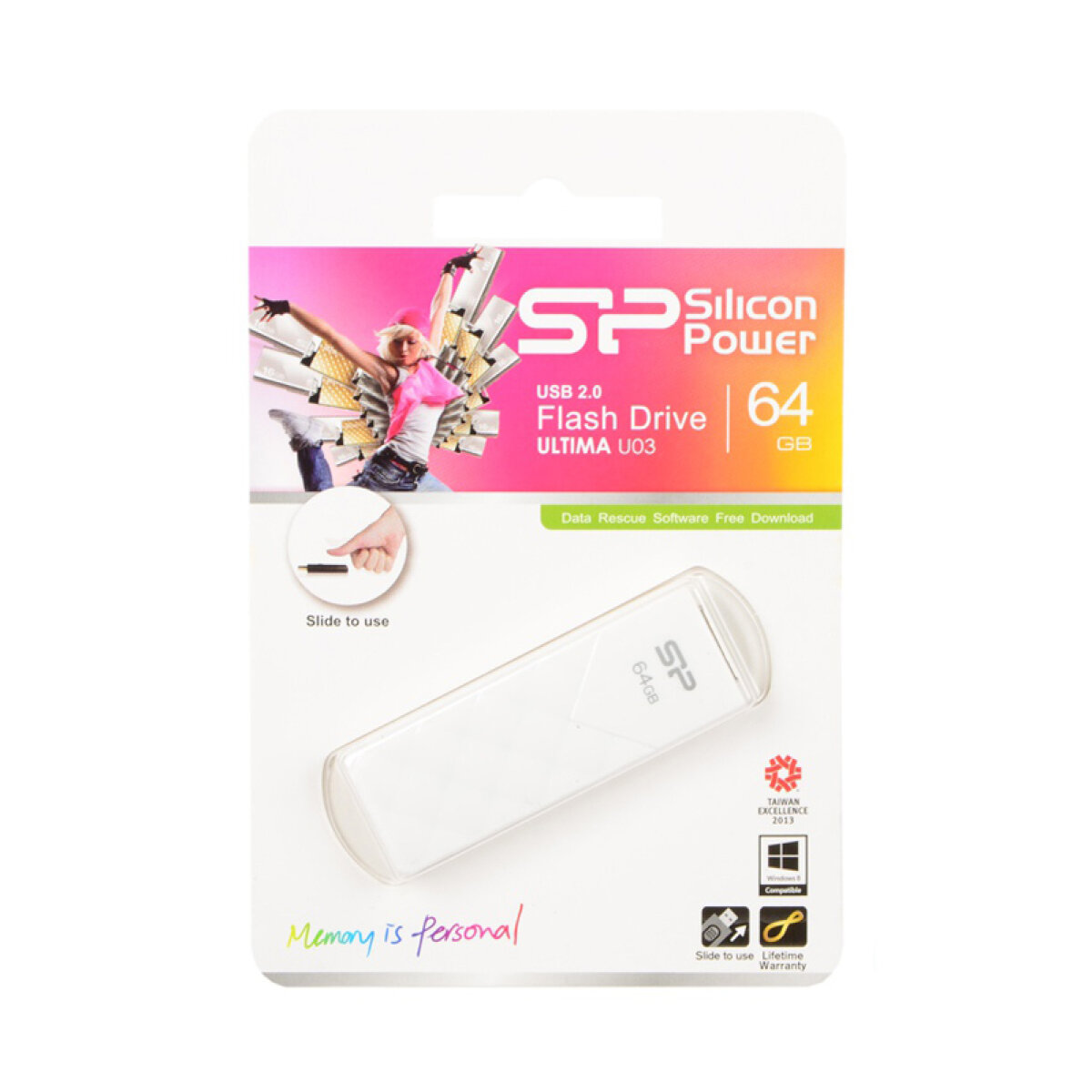 SP064GBUF2U03V1W-1 SILICON POWER USB Flash Ultima U03, 64GB, USB 2.0, λευκό - Image 3