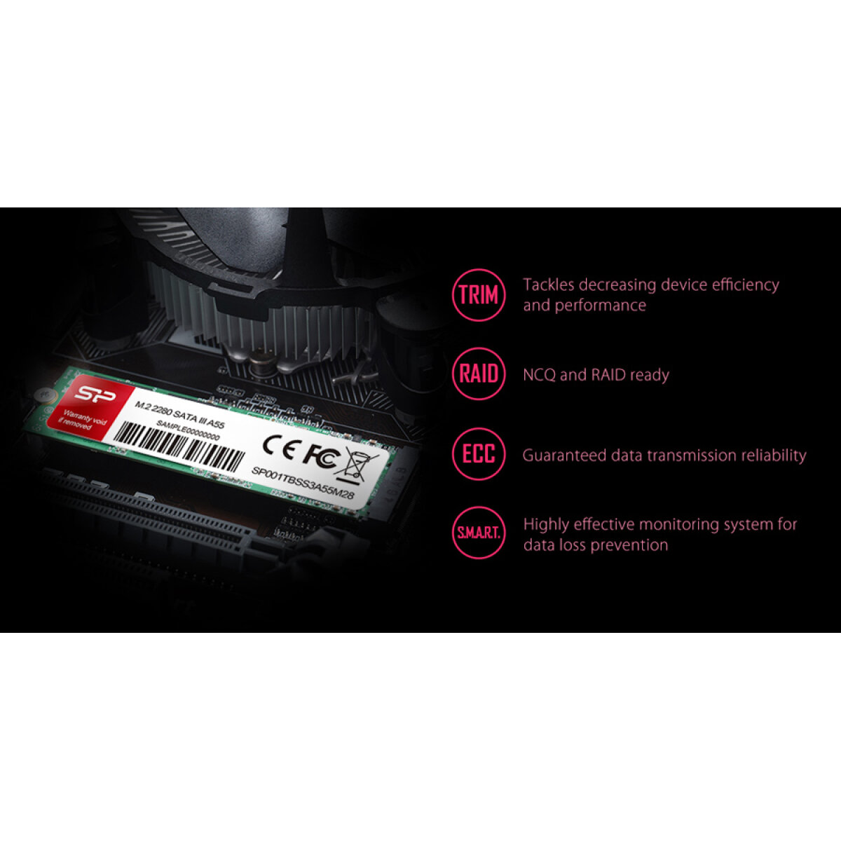 SP256GBSS3A55M28-2 SILICON POWER SSD A55, 256GB, M.2 2280, SATA III, 560-530MB/s - Image 3