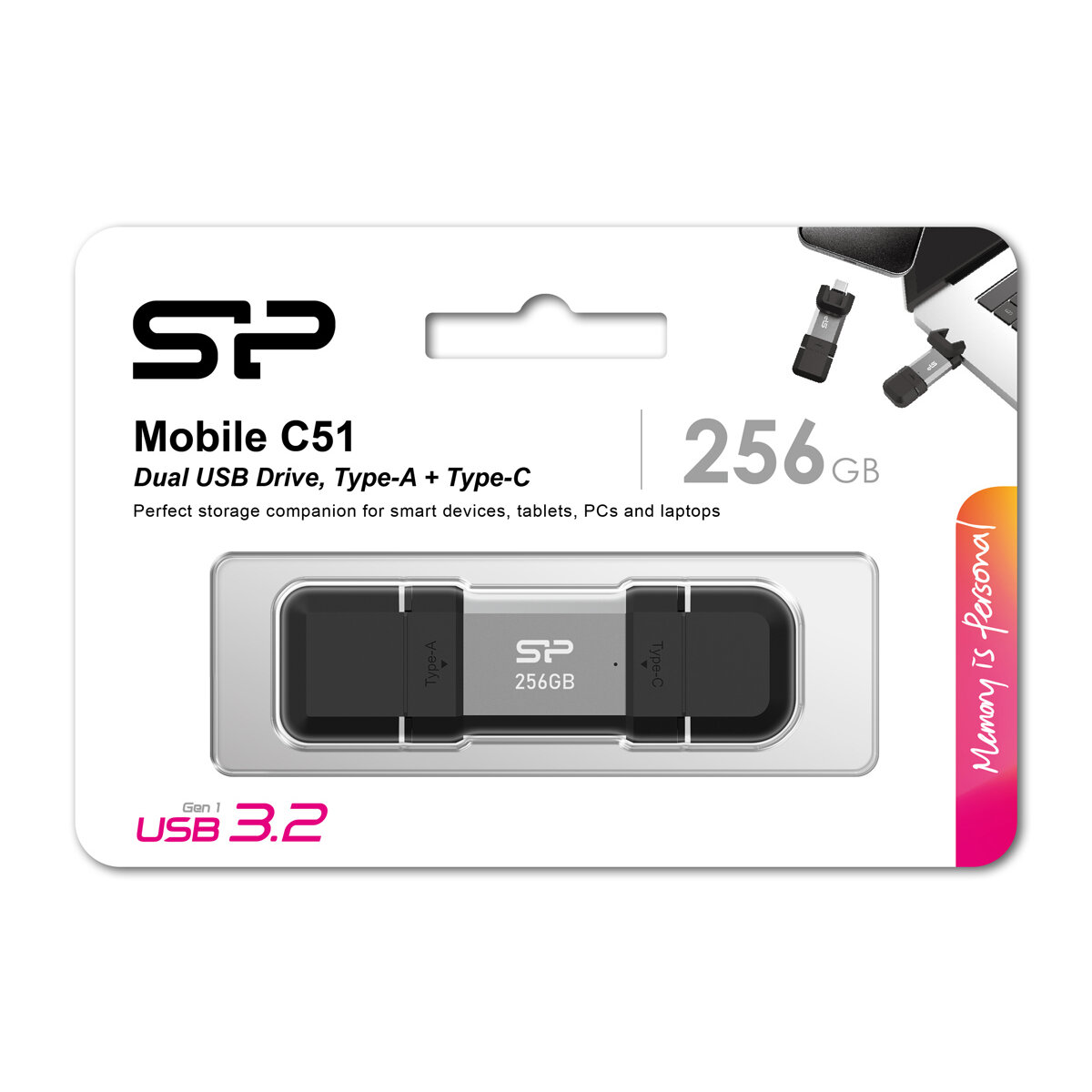 SP256GBUC3C51V1S-5 SILICON POWER USB Flash Drive C51, USB/USB-C, 256GB, 200MBps, ασημί - Image 6
