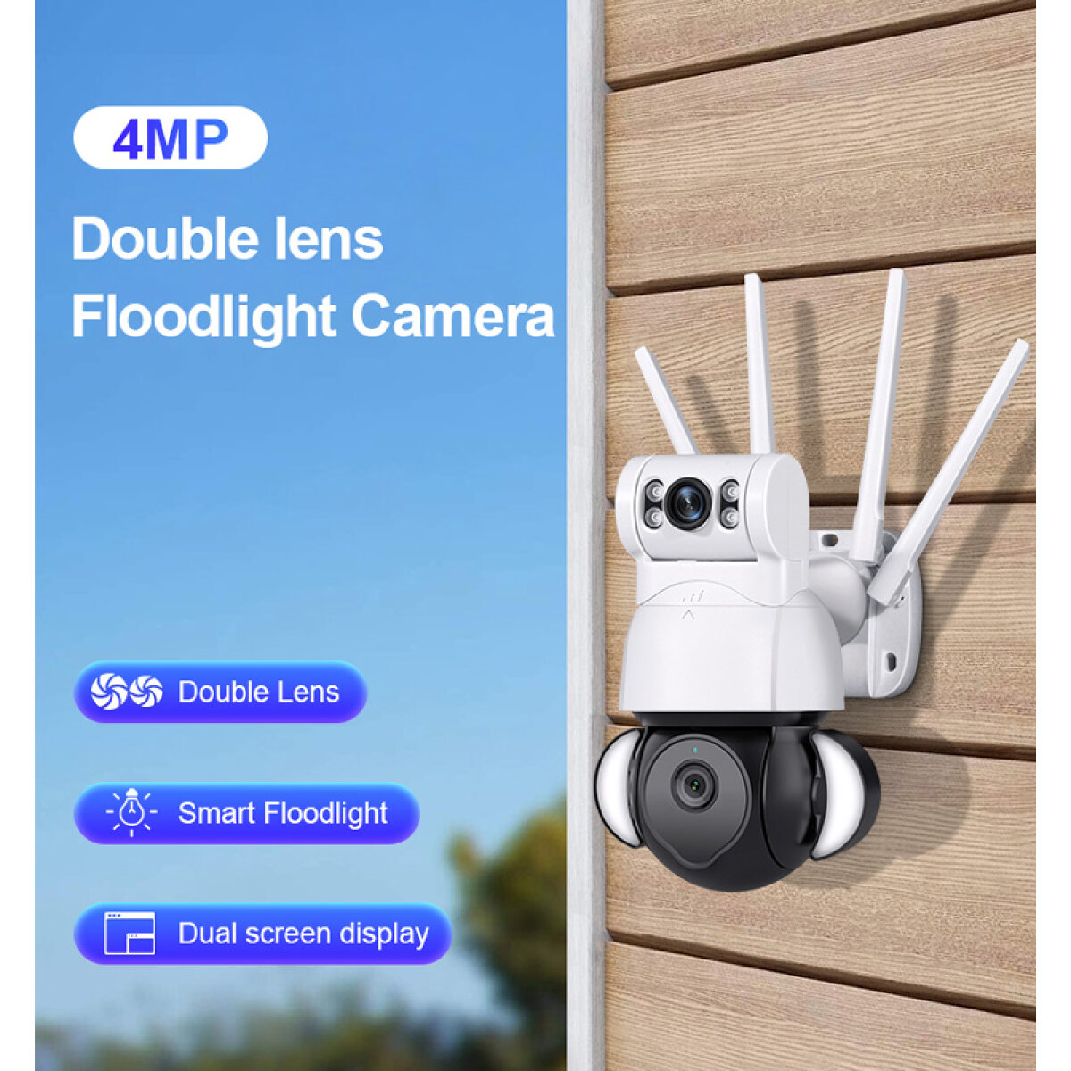 SECTEC smart κάμερα ST-428-4M-DL με προβολείς, dual lens, 4MP, Onvif PTZ - Image 3