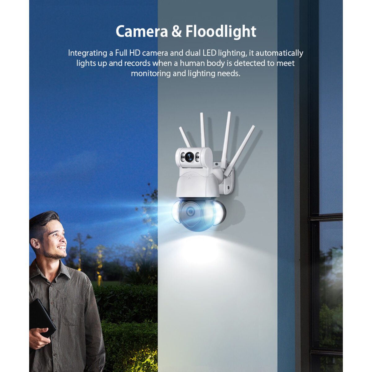 SECTEC smart κάμερα ST-428-4M-DL με προβολείς, dual lens, 4MP, Onvif PTZ - Image 4