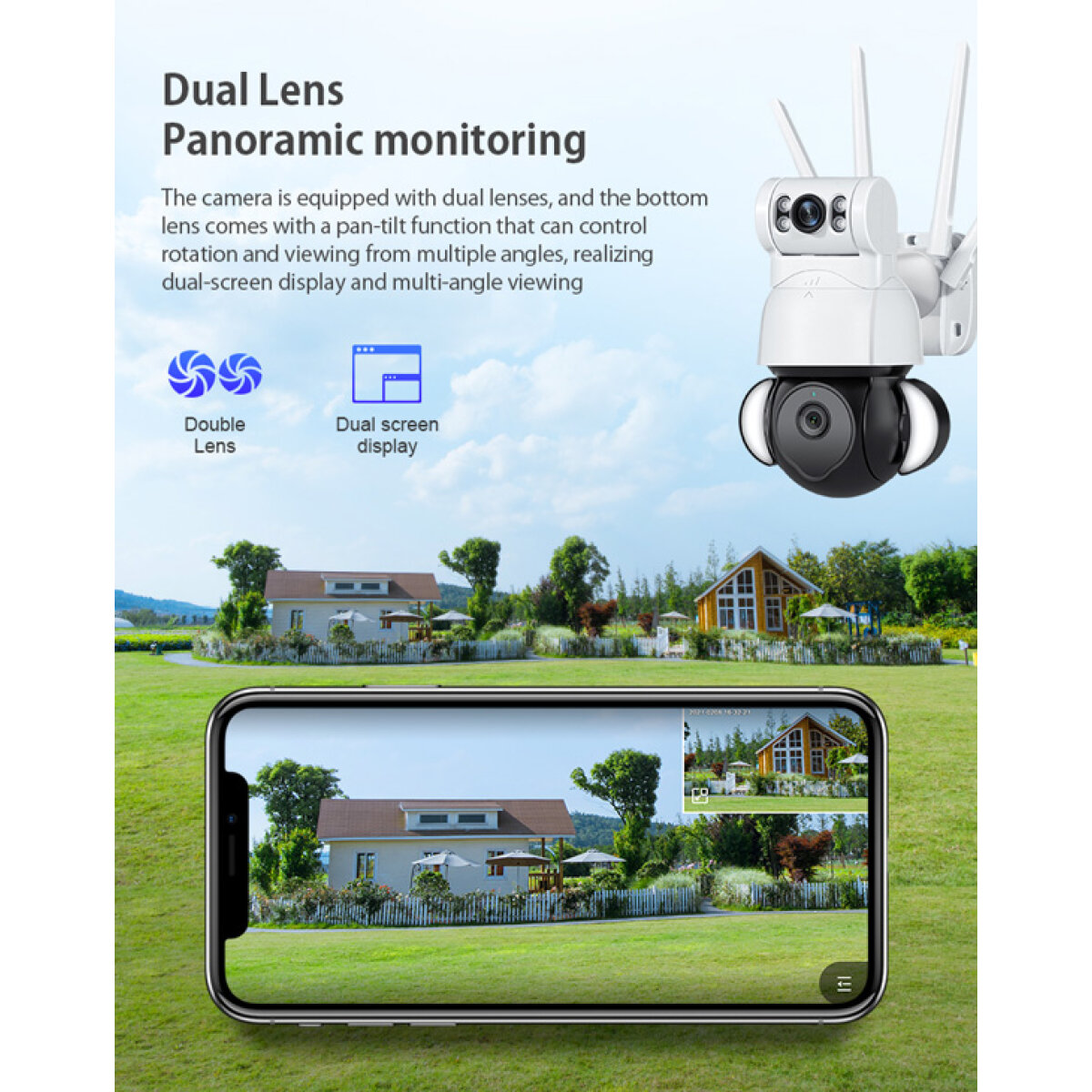 SECTEC smart κάμερα ST-428-4M-DL με προβολείς, dual lens, 4MP, Onvif PTZ - Image 2