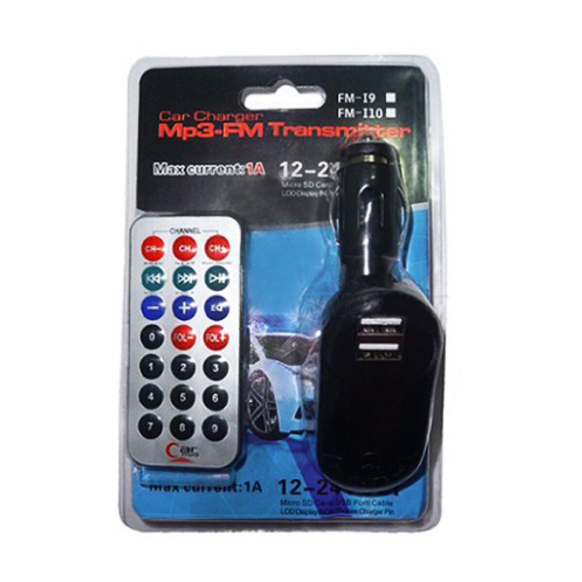 T26-1 Car FM Transmitter T26 με LCD οθόνη, USB, SD, μαύρο - Image 2