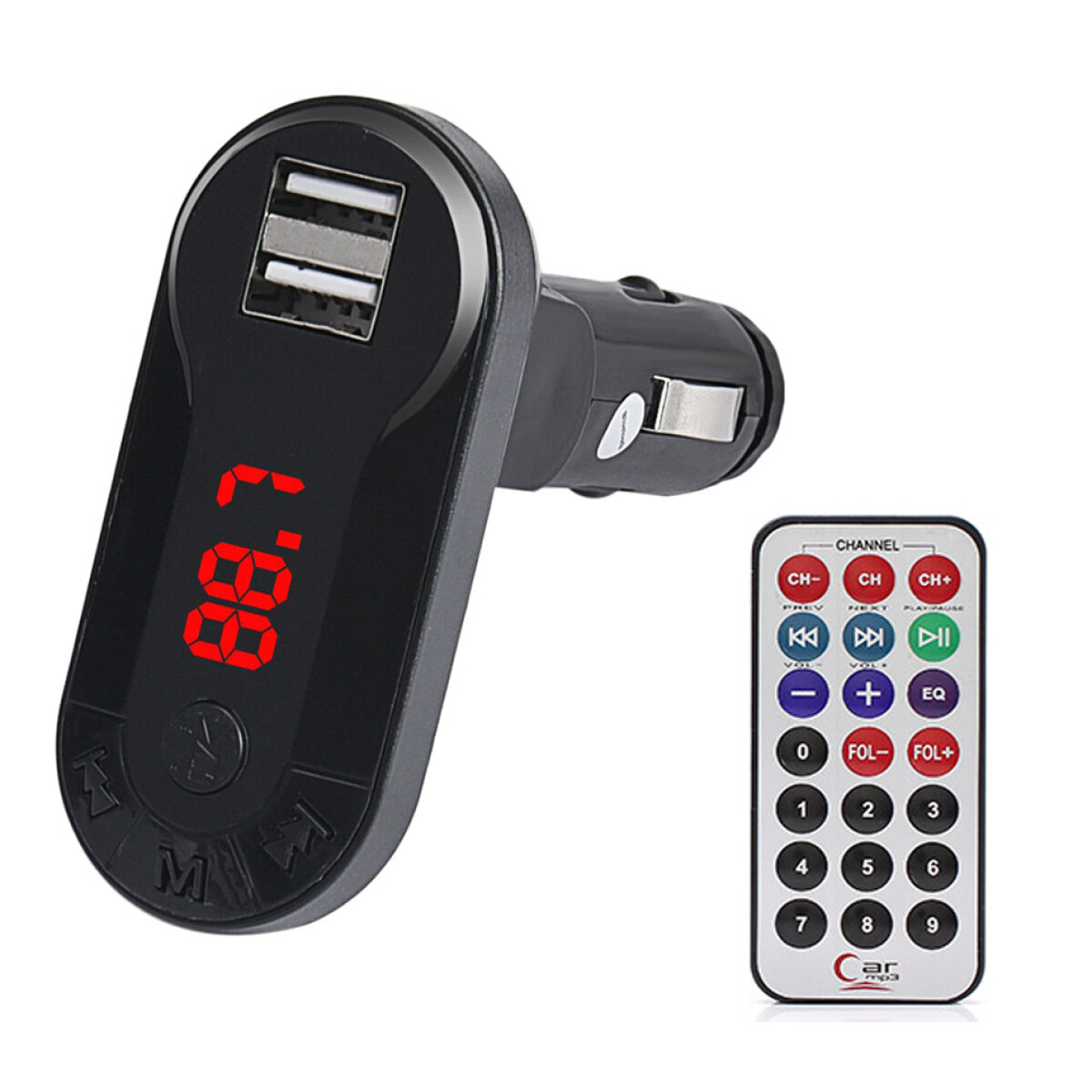 T26 Car FM Transmitter T26 με LCD οθόνη, USB, SD, μαύρο - Image 1