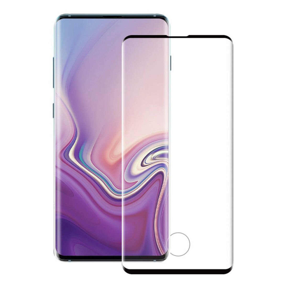 TGC-0275 POWERTECH Tempered Glass 3D, half glue, curved, Samsung S10 Plus, μαύρο - Image 1