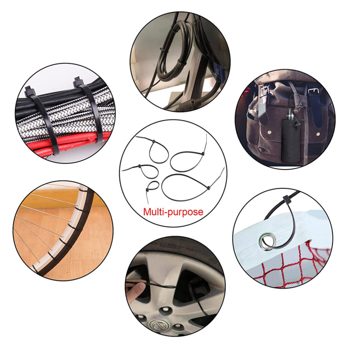 POWERTECH δεματικά καλωδίων TIES-061, 400x7.5mm, λευκά, 100τμχ - Image 2