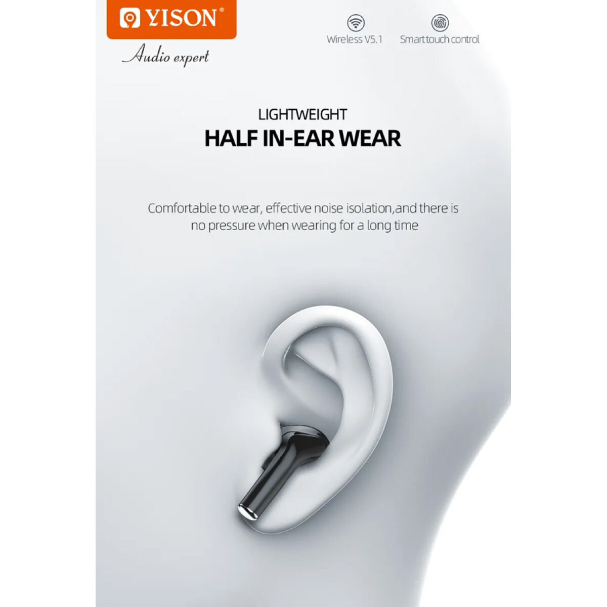 TWS-T6-BK-3 YISON earphones με θήκη φόρτισης TWS-T6, True Wireless, Φ13mm, μαύρα - Image 5