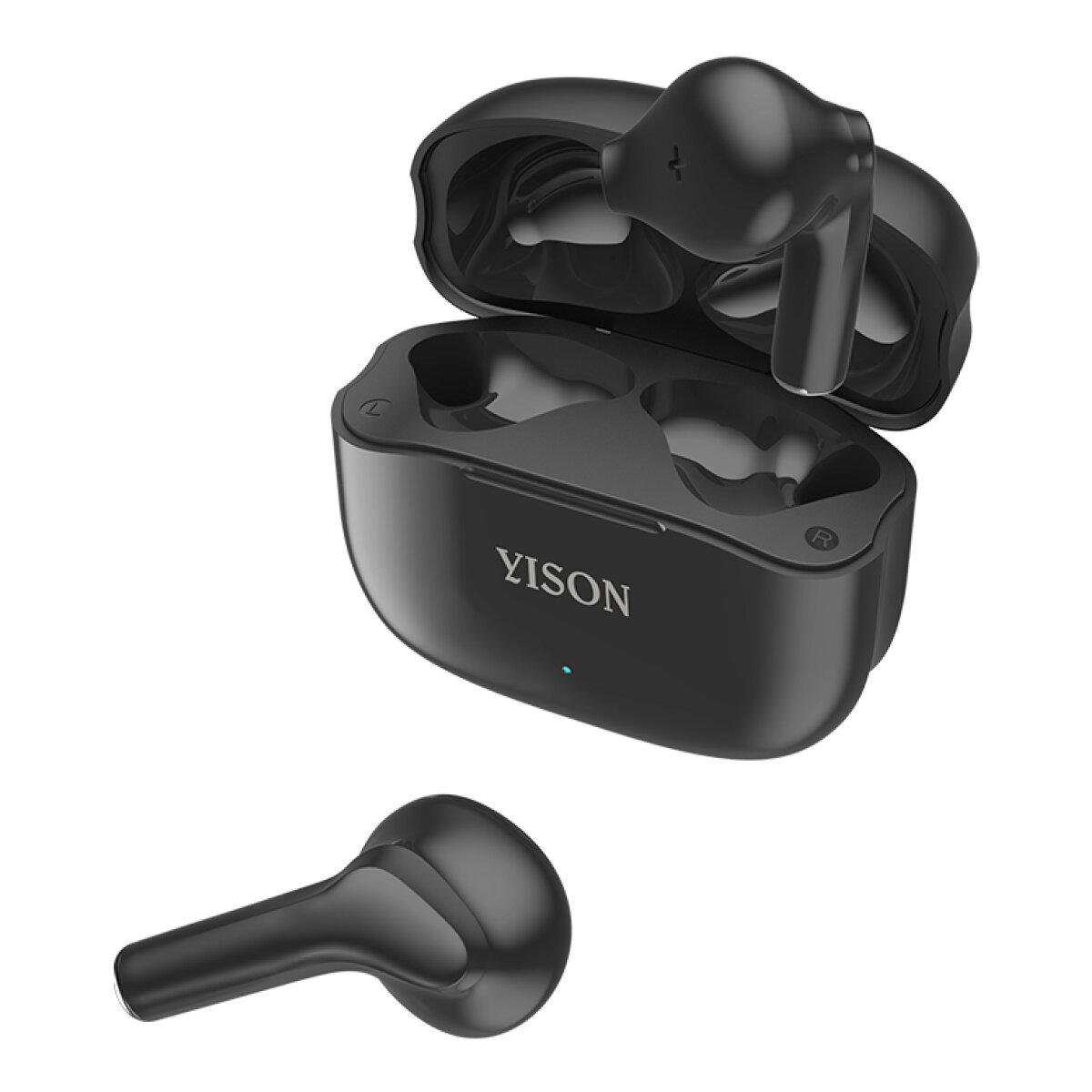 TWS-T6-BK-4 YISON earphones με θήκη φόρτισης TWS-T6, True Wireless, Φ13mm, μαύρα - Image 1