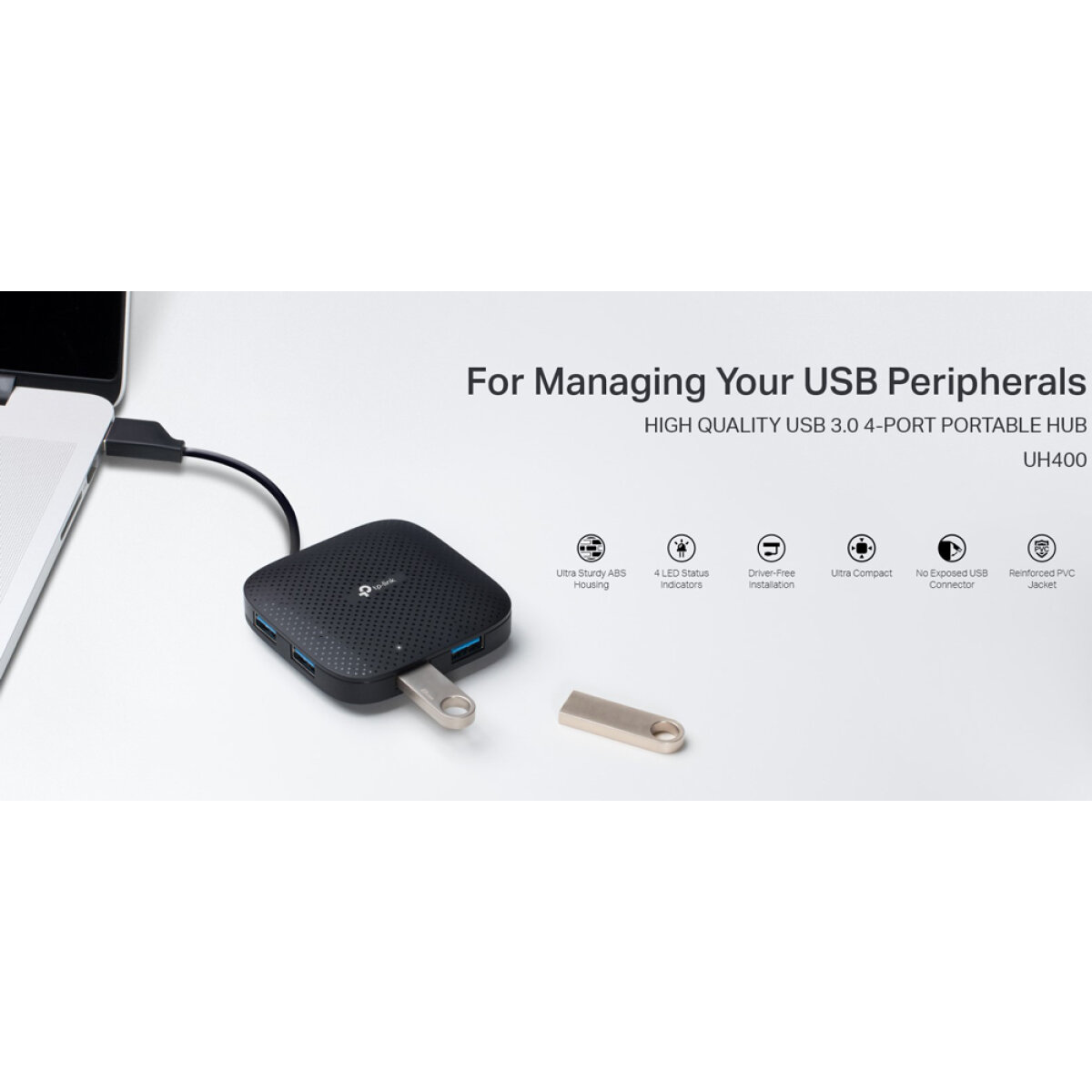 UH400-5 TP-LINK USB hub UH400, 4x θυρών, 5Gbps, USB σύνδεση, μαύρο, Ver. 3.0 - Image 6