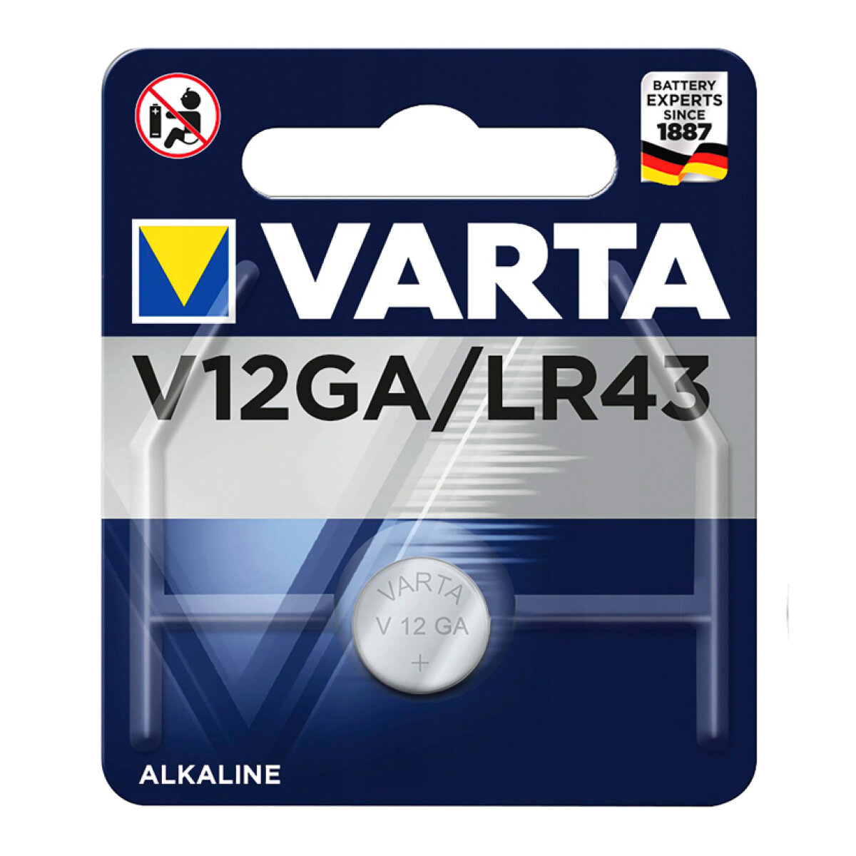 V12GA-LR43 VARTA αλκαλική μπαταρία LR43, 1.5V, 1τμχ - Image 1