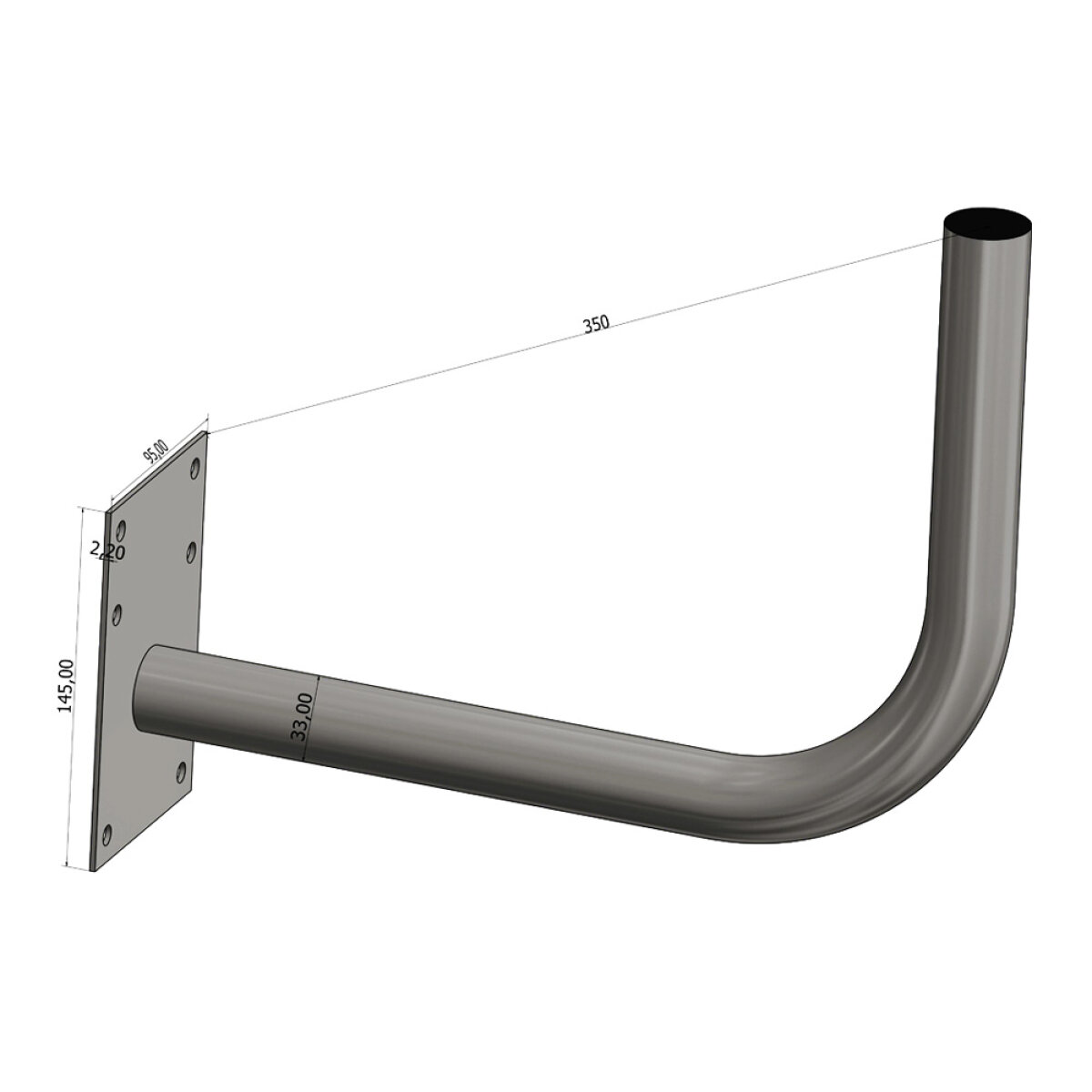 VIK-22014-2 VIKAR Βάση τοίχου 22014, Φ33x350mm x2mm - Image 2