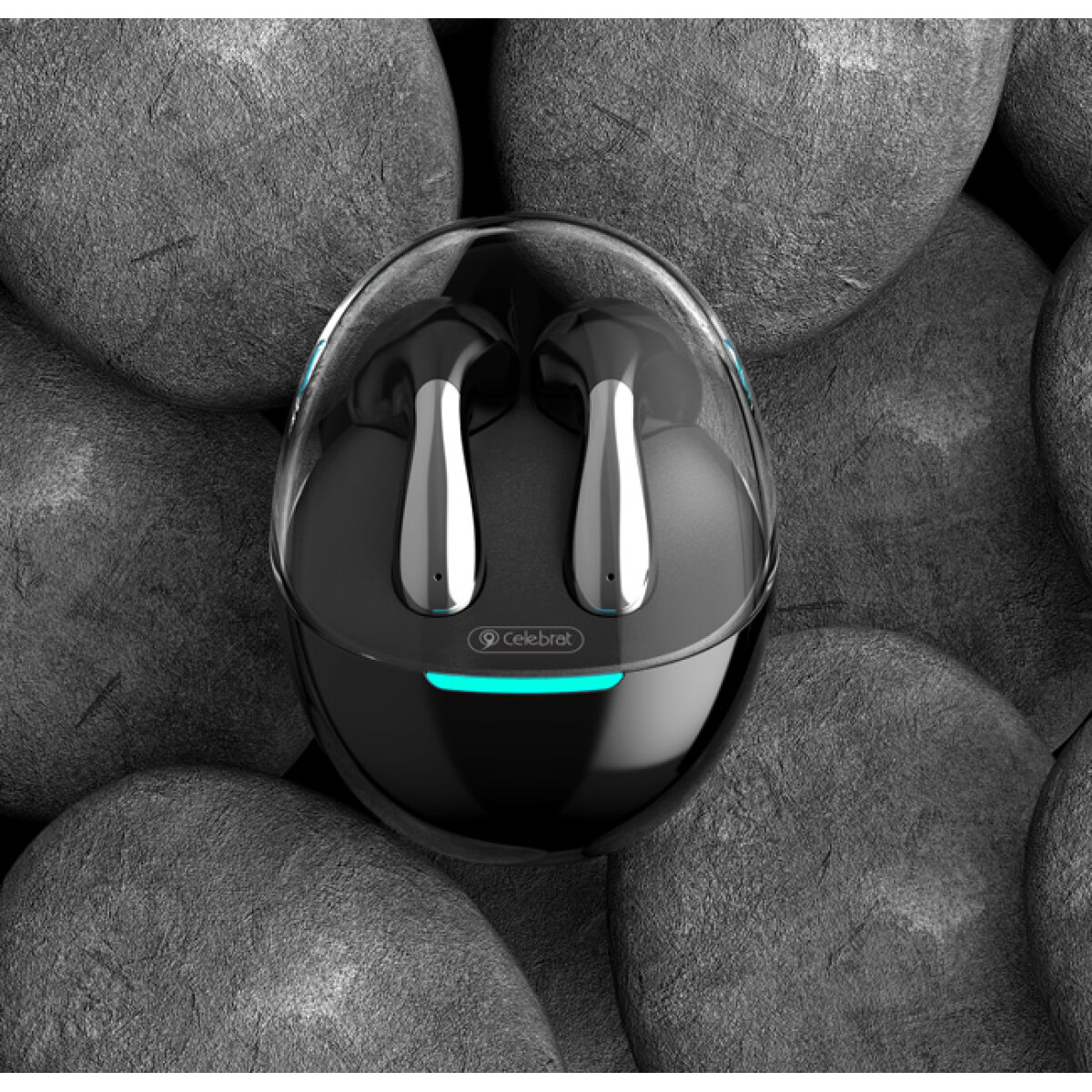 CELEBRAT earphones με θήκη φόρτισης W51, True Wireless, Φ13mm, μαύρα - Image 2