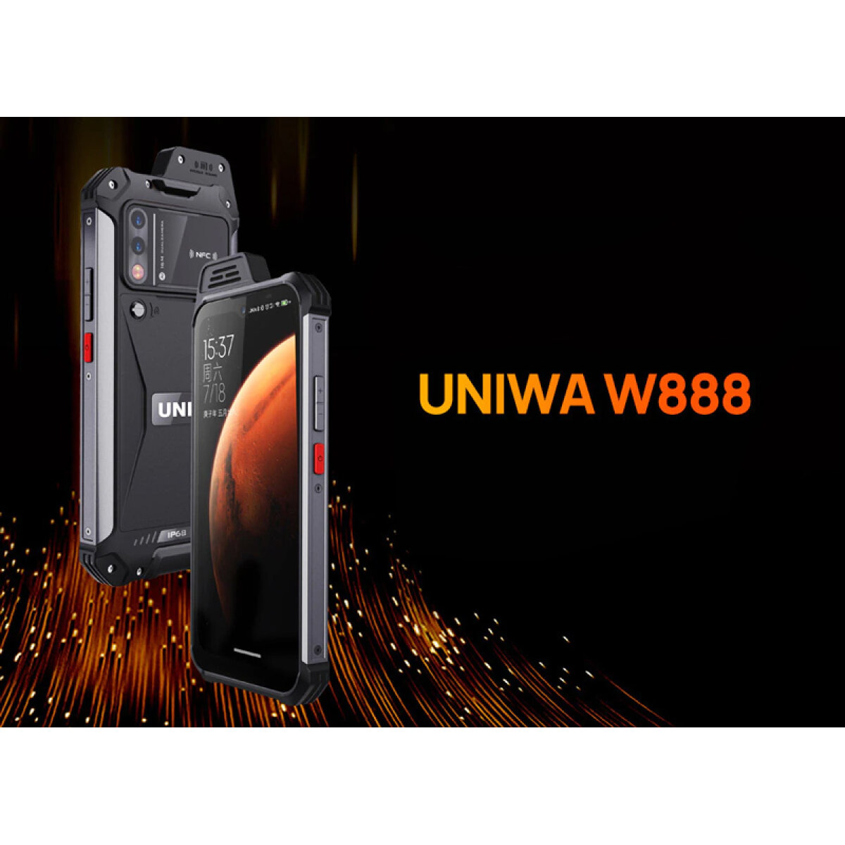 UNIWA smartphone W888, 6.3", 4/64GB, ηχείο 2W, Atex Zone 2, IP68, μαύρο - Image 2