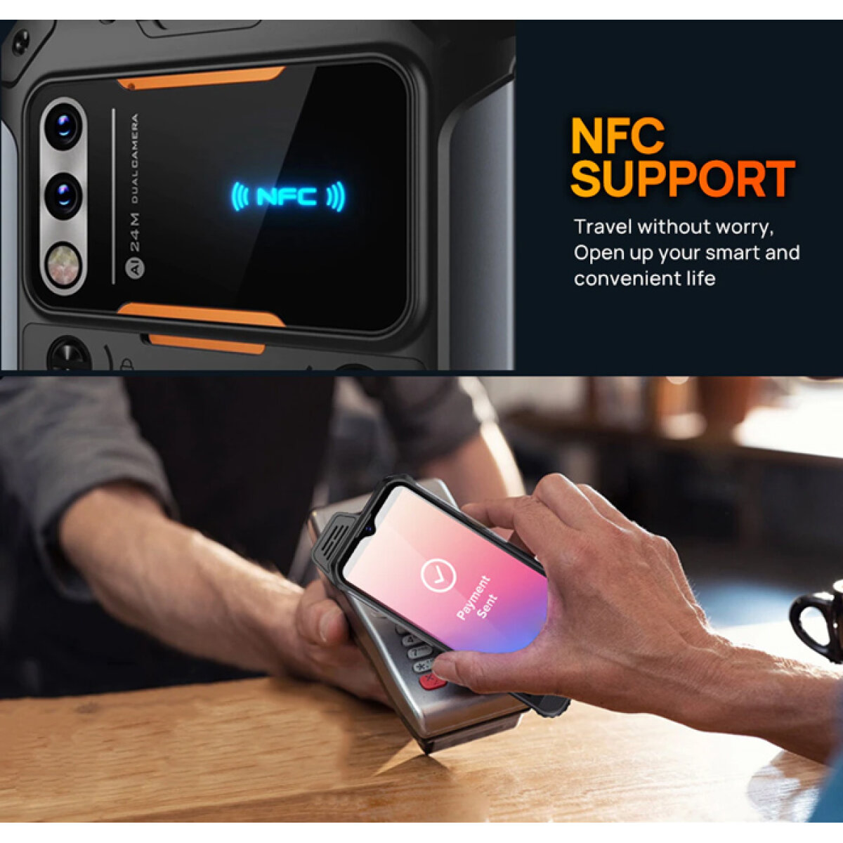 UNIWA smartphone W888, 6.3", 4/64GB, ηχείο 2W, Atex Zone 2, IP68, μαύρο - Image 3