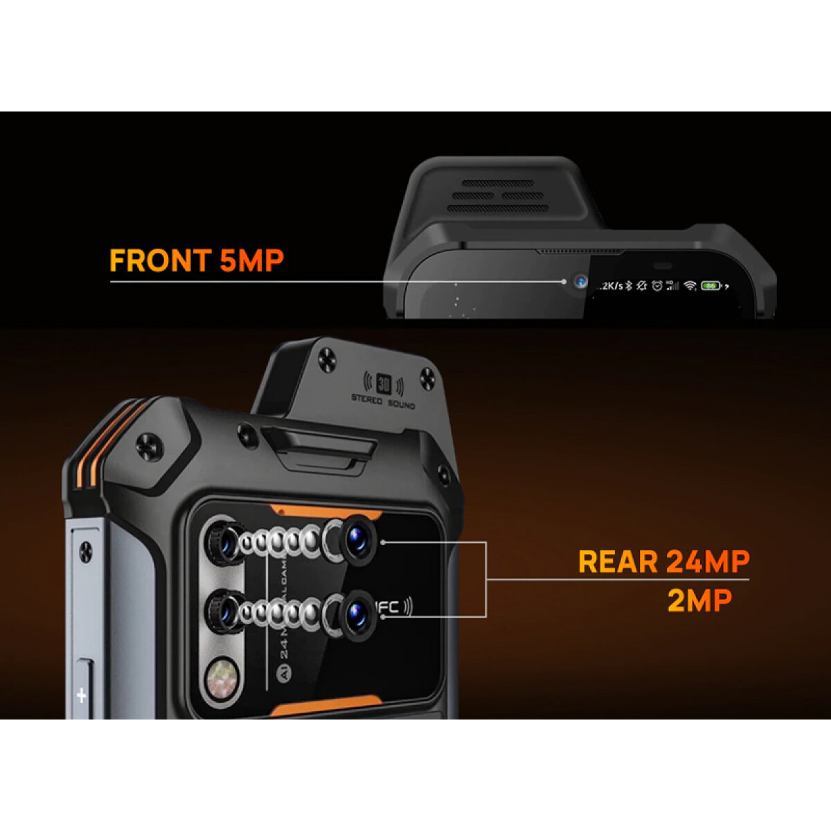 UNIWA smartphone W888, 6.3", 4/64GB, ηχείο 2W, Atex Zone 2, IP68, μαύρο - Image 4