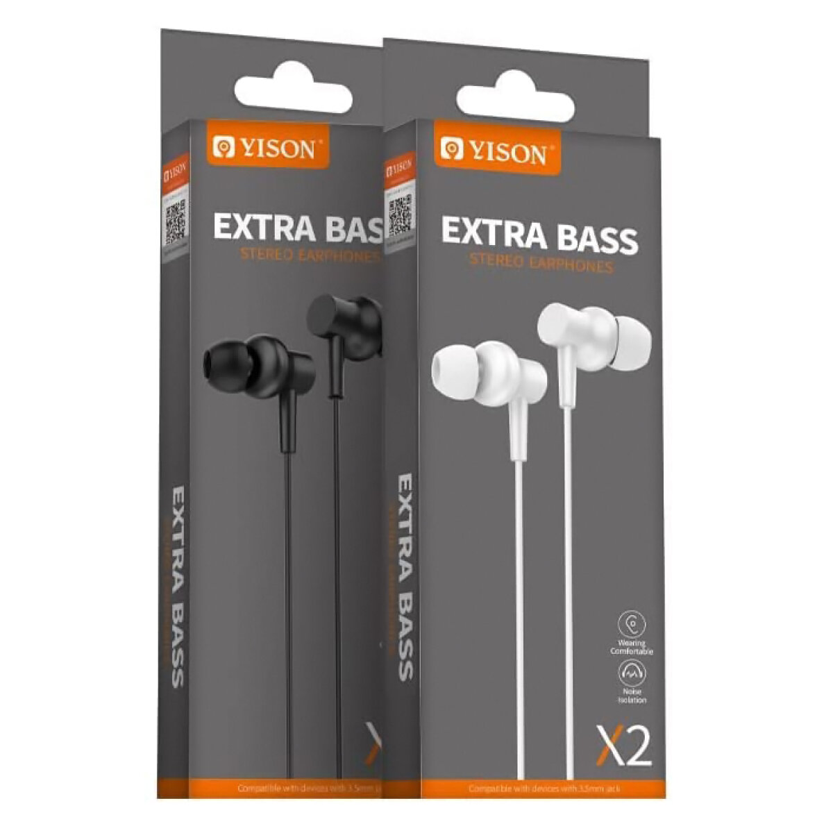X2-WH-1 YISON earphones με μικρόφωνο X2, 3.5mm σύνδεση, Φ10mm, 1.36m, λευκά - Image 3