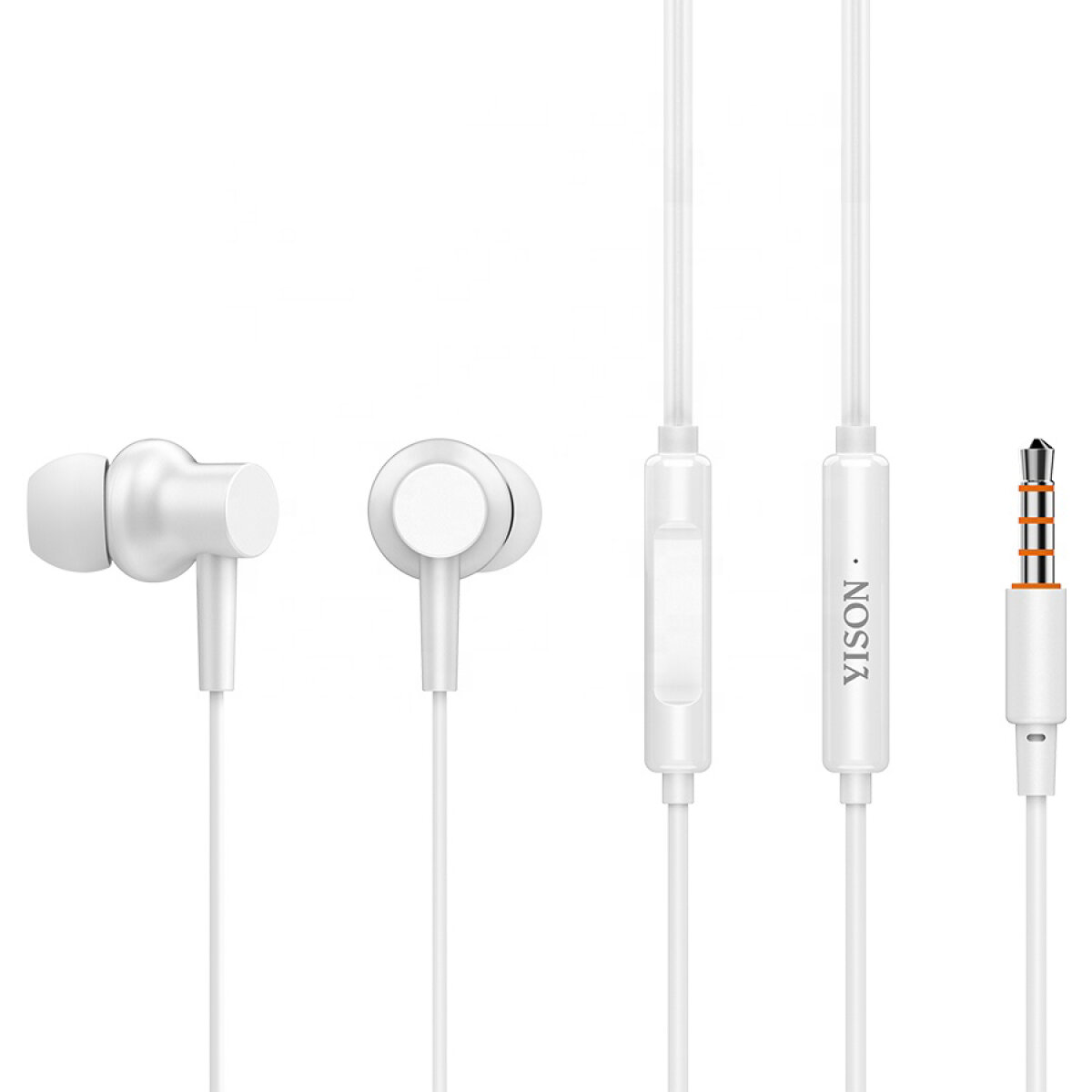 X2-WH YISON earphones με μικρόφωνο X2, 3.5mm σύνδεση, Φ10mm, 1.36m, λευκά - Image 1
