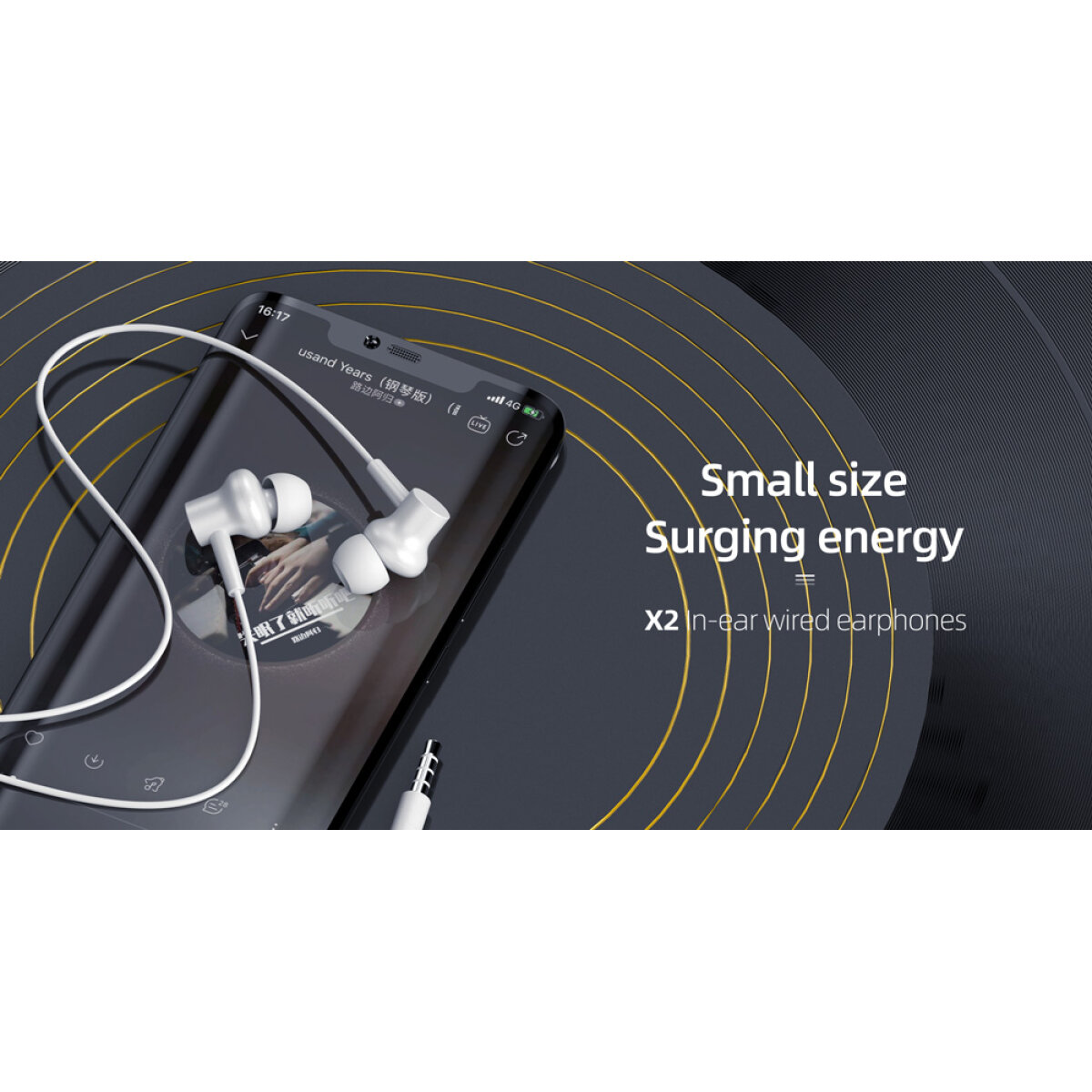 X2-WH-2 YISON earphones με μικρόφωνο X2, 3.5mm σύνδεση, Φ10mm, 1.36m, λευκά - Image 4