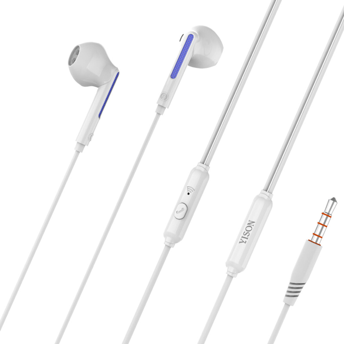 YISON earphones με μικρόφωνο X4, 3.5mm σύνδεση, Φ14mm, 1.2m, λευκά - Image 1
