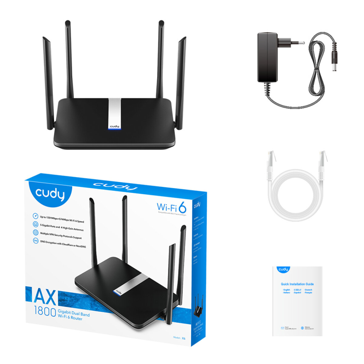 X6-3 CUDY Wi-Fi 6 mesh router X6, AX1800 1800Mbps, 5x Ethernet ports - Image 4
